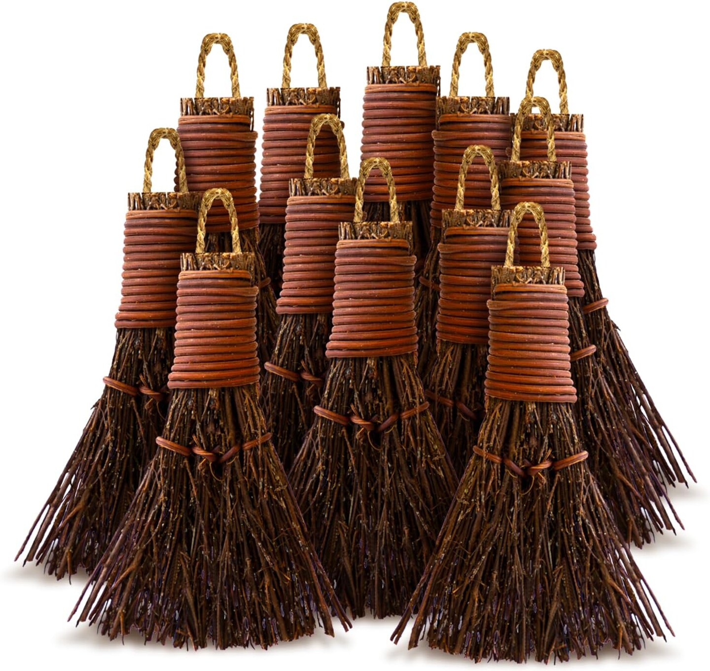 Pumpkin Spice Scented Broom 3in Mini Broomsticks - Decorative Witch Broom for Door Protection & Halloween Décor