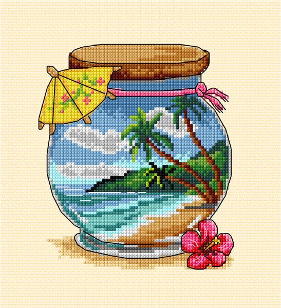 Complete counted cross stitch kit  &#x22;Vacation memories - Tropicla Sea&#x22;