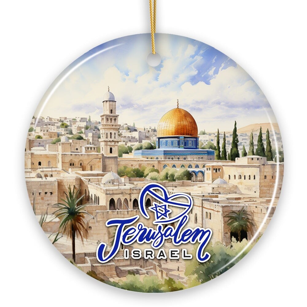 Jerusalem Israel Classic Artwork Ornament, Jewish Souvenir and Gift