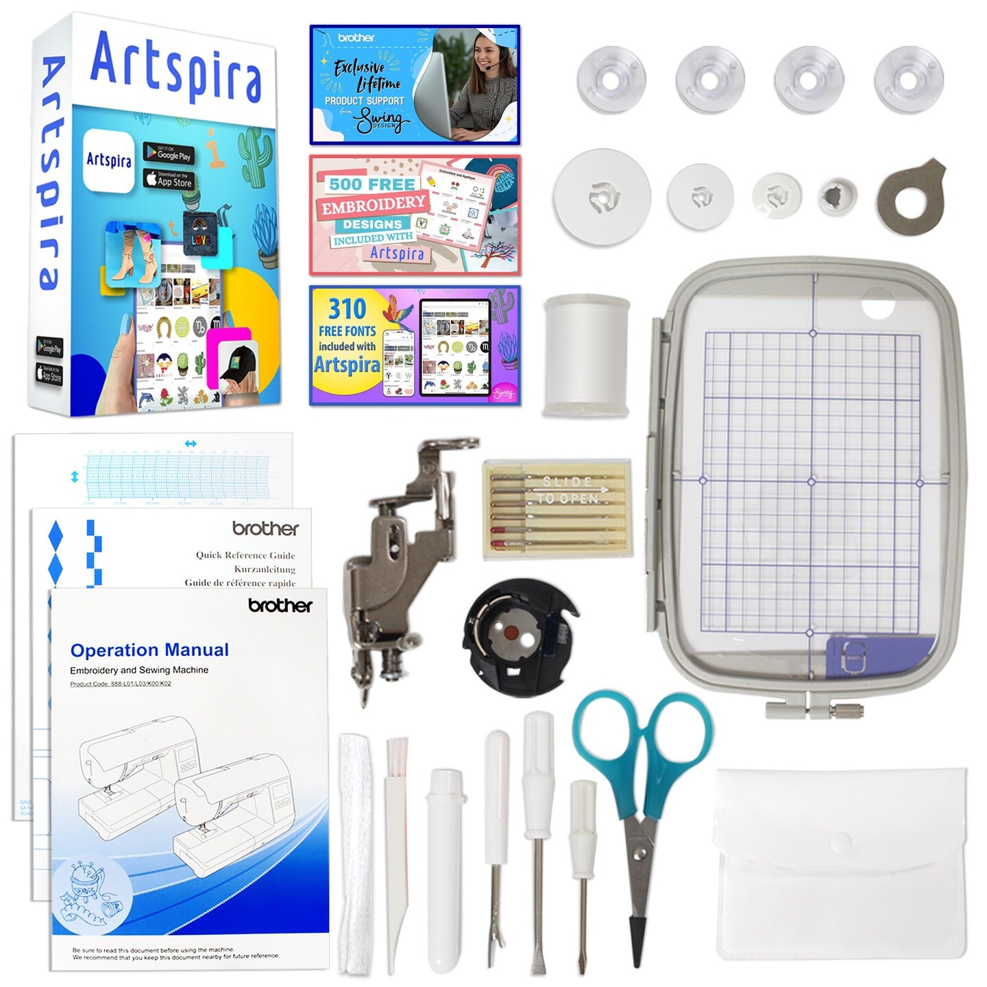 Brother PE900 5&#x22; x 7&#x22; Embroidery Machine with 5&#x22; x 7&#x22; Hoop &#x26; Accessories