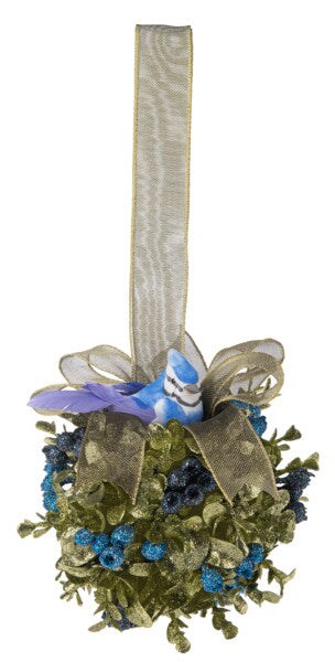 Blue Jay Mistletoe Kissing Ball - 5 inch