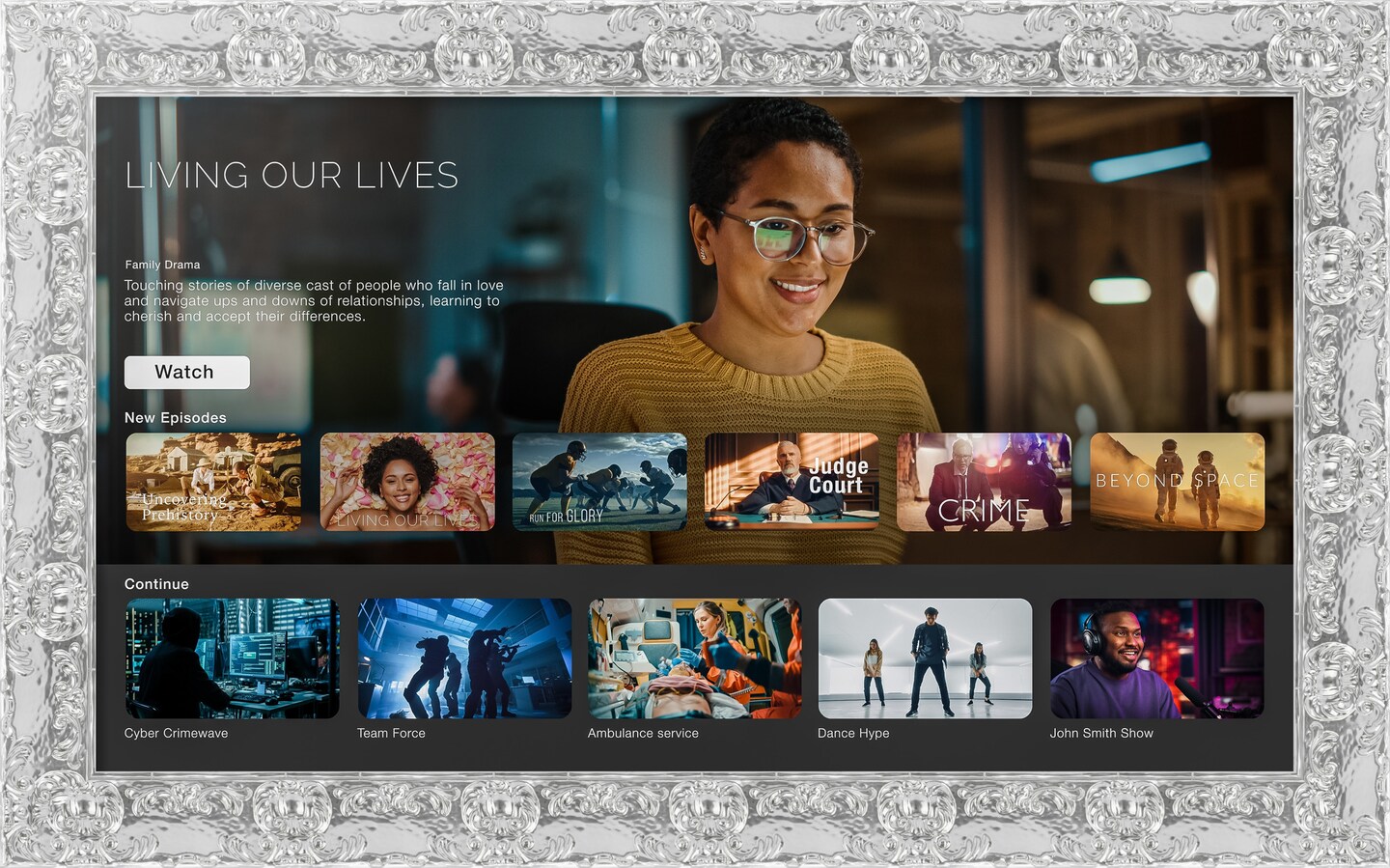 The Samsung Frame TV 50 inch TV Frame, Ornate Frame TV (Fits 2021-2025 Models)