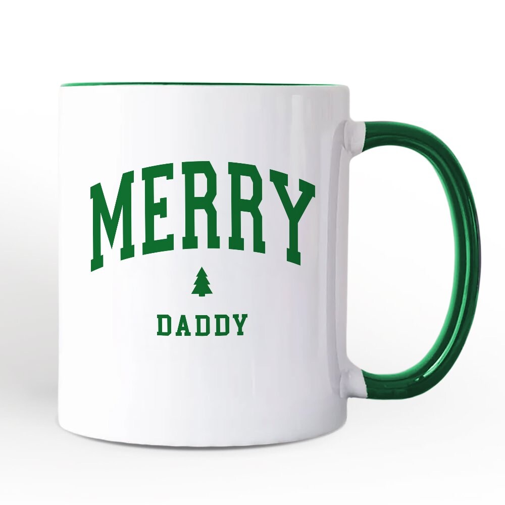 Merry Daddy Retro Christmas Mug, Matching Family Holiday Gift