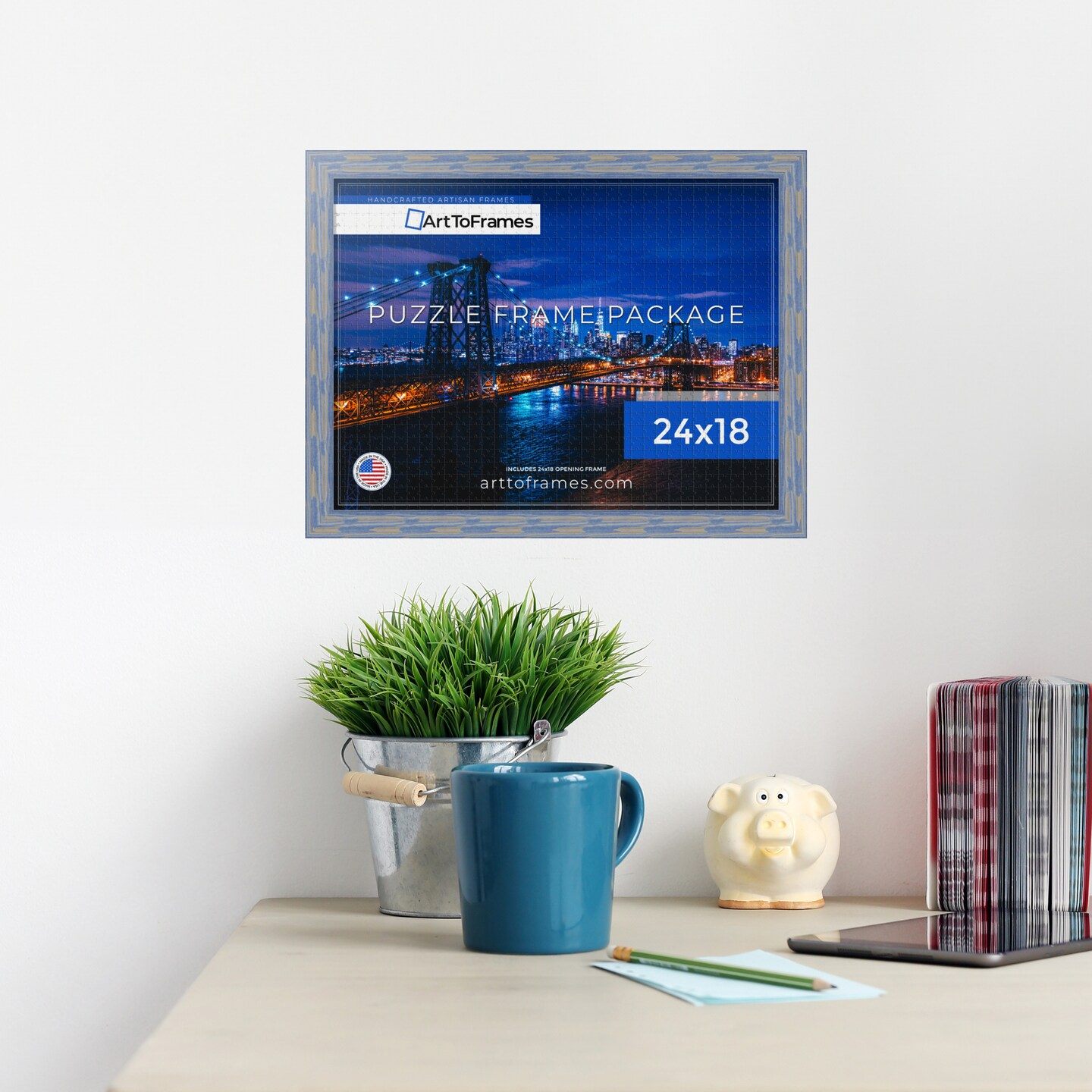 ArtToFrames 24x18 INCH / 61x46 CM Puzzle Frame for 300 piece Puzzles.This 1.50 Inch Custom MDF Frame for Puzzles Comes with Economy Acrylic, Available in Multiple Colors