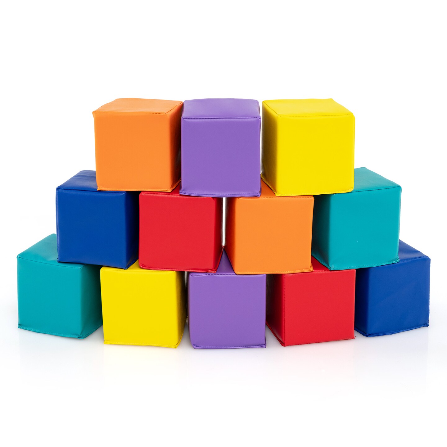 12-Piece Soft PU Foam Cube Blocks Stacking Crawling and Playroom Fun for Kids