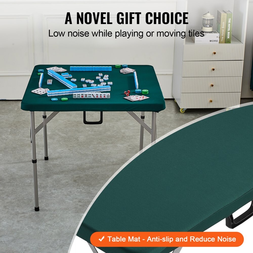 Mahjong Table, Fold-in-Half 4 Player Card & Domino Table, Green Top