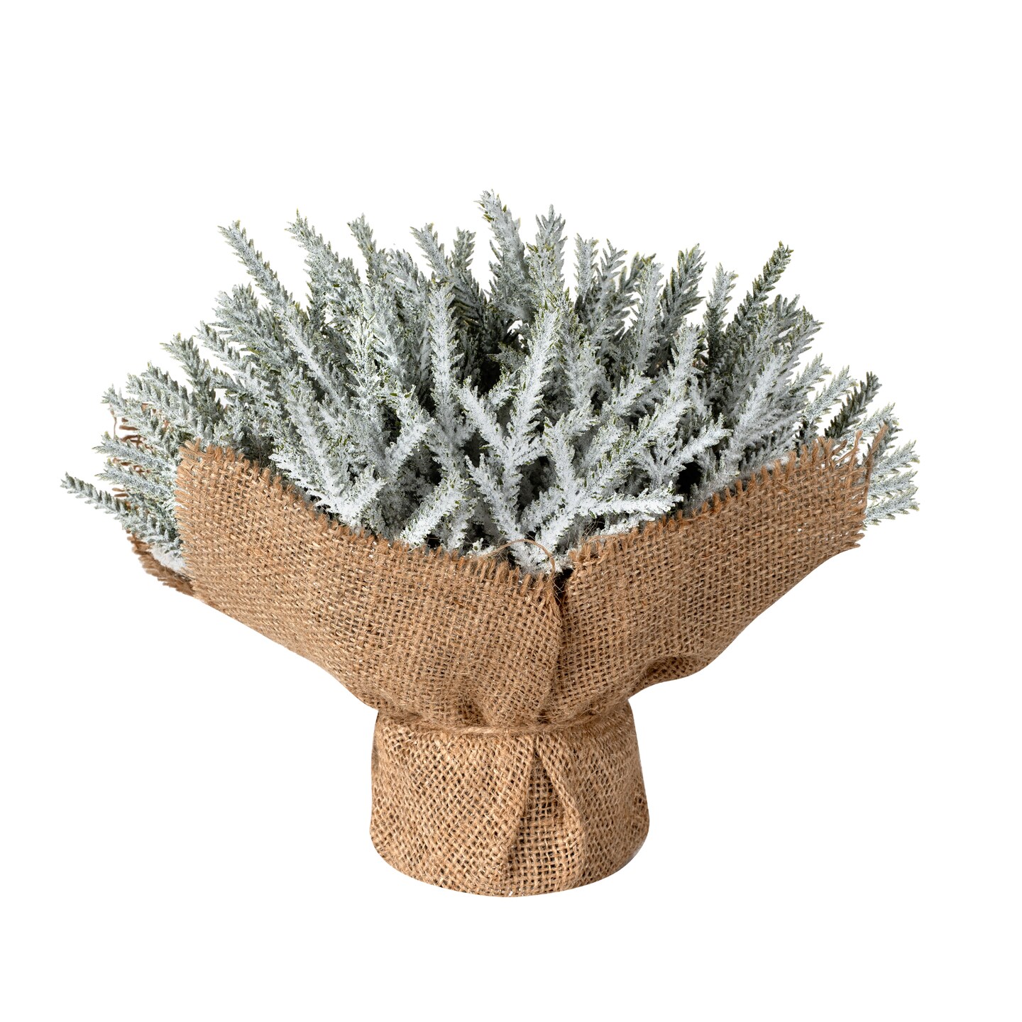 Artificial Pine Branches in Burlap Base – Faux Evergreen Christmas Stems, Winter Tabletop Centerpiece Holiday Decor
