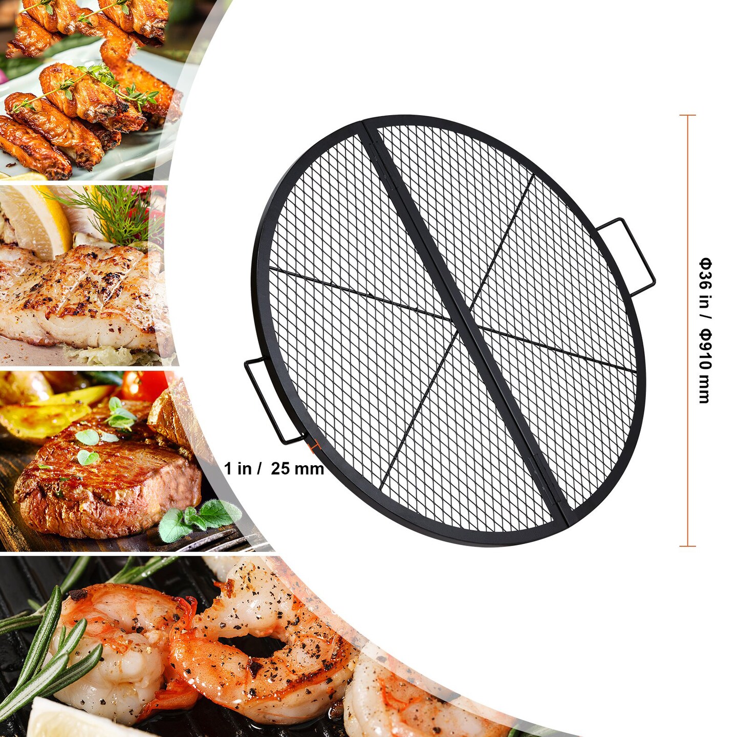 36-Inch Foldable Q235 Steel Fire Pit Grill Grate – High-Heat Resistant, Portable Cooking Rack