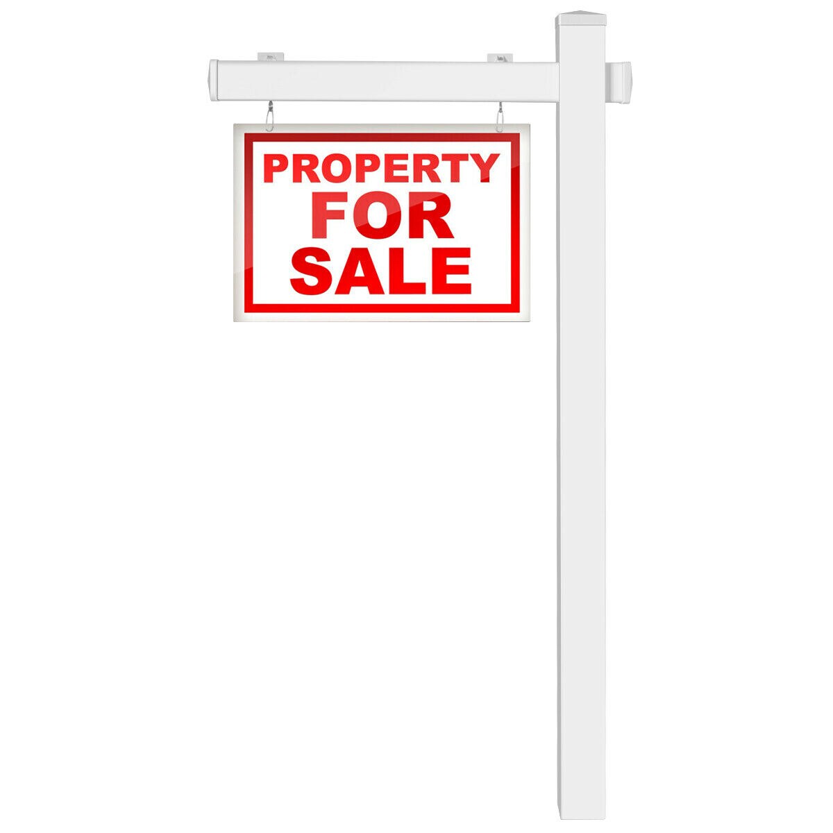 6ft UPVC Real Estate Signpost with 36" Arm Steel Power Stake, No-Dig Installation