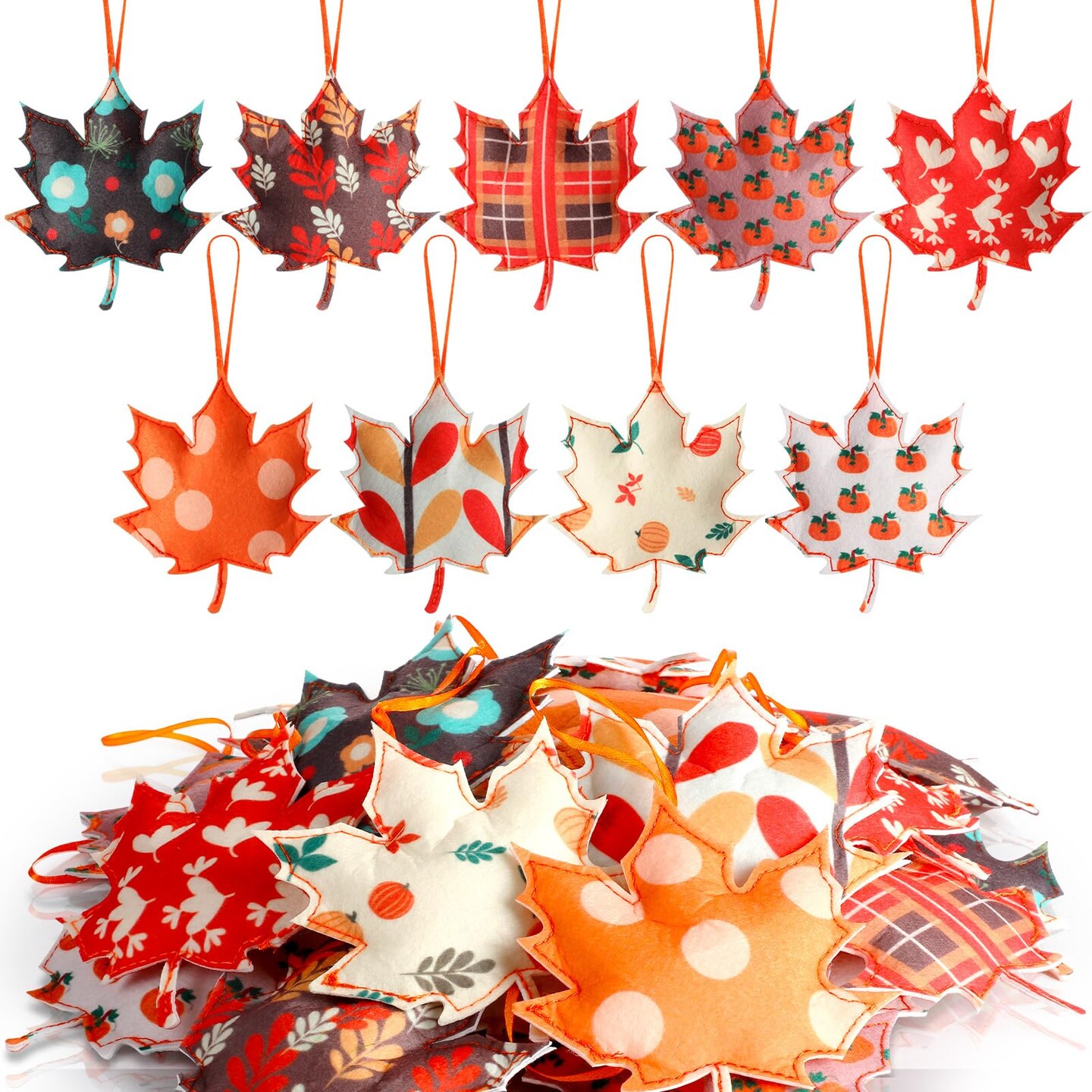 27 Pcs Thanksgiving Tree Decoration Fall Autumn Leaves Tree Ornaments Thanksgiving Decor 3D Felt Leaves Pumpkin Autumn Hanging Ornaments for Home Decor Party Favors(Cute Style)