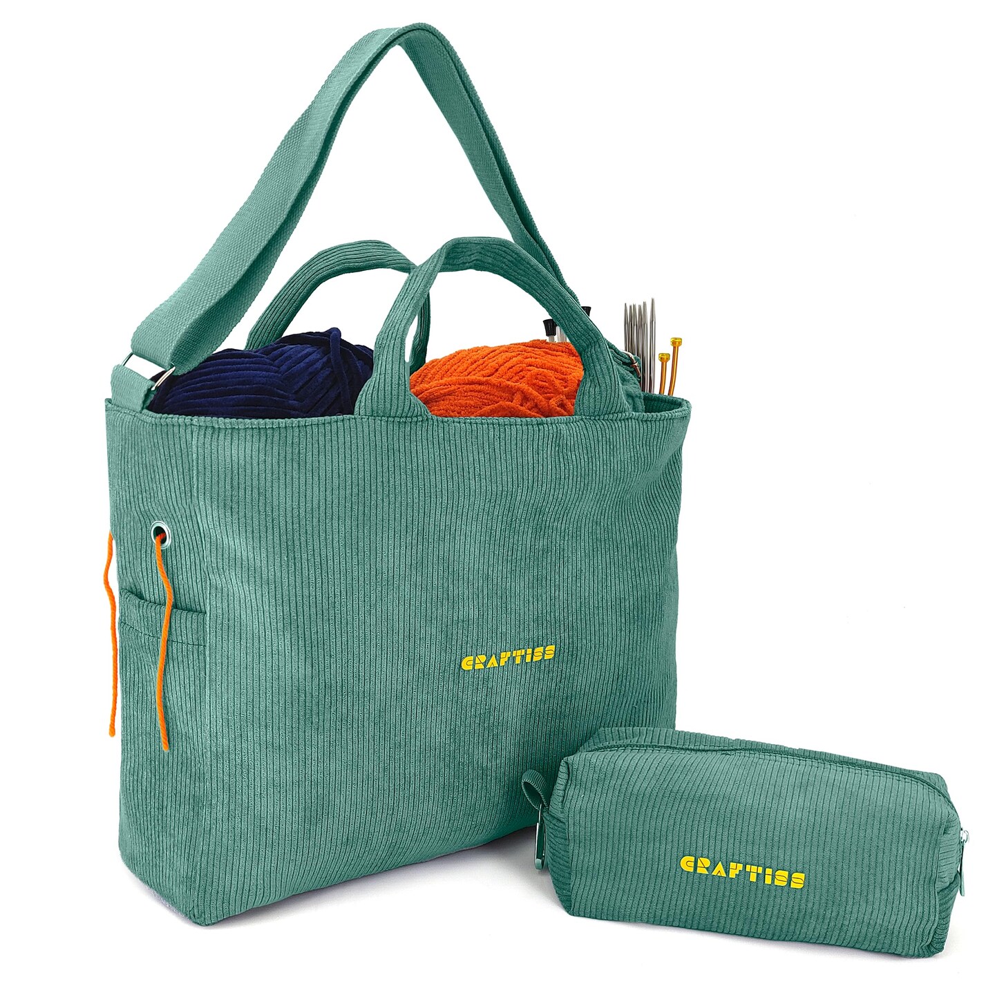 CRAFTISS Crochet Bag Yarn Storage - Christmas Gift - Durable Corduroy Yarn Bag for Crochet Accessories - Organizer with Knitting Accessories Case