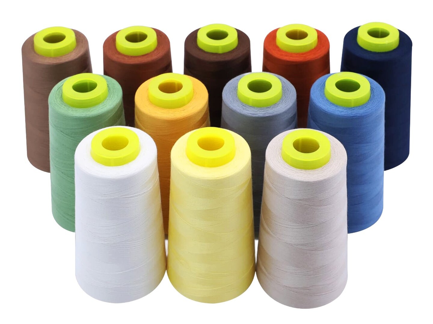 EVERLOCK Serger Thread Set – 12 Cones, Earth & Neutral Tones – 3000 Yards Each – 40 Weight, 2-Ply Spun Polyester – Overlock Thread for Serger Machines – Strong, Low-Lint Performance