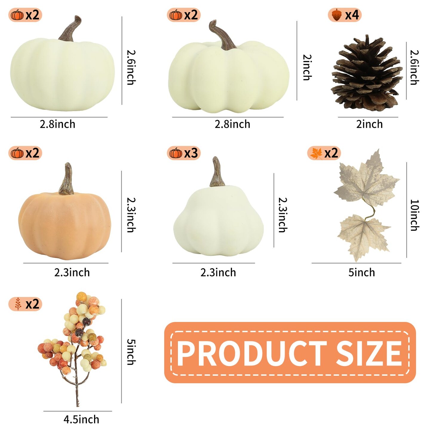 17 PCS Kit Artificial Pumpkins Decorations - Plastic Pumpkins for Fall Home Farmhouse Thanksgiving Mini Pumpkin Decor