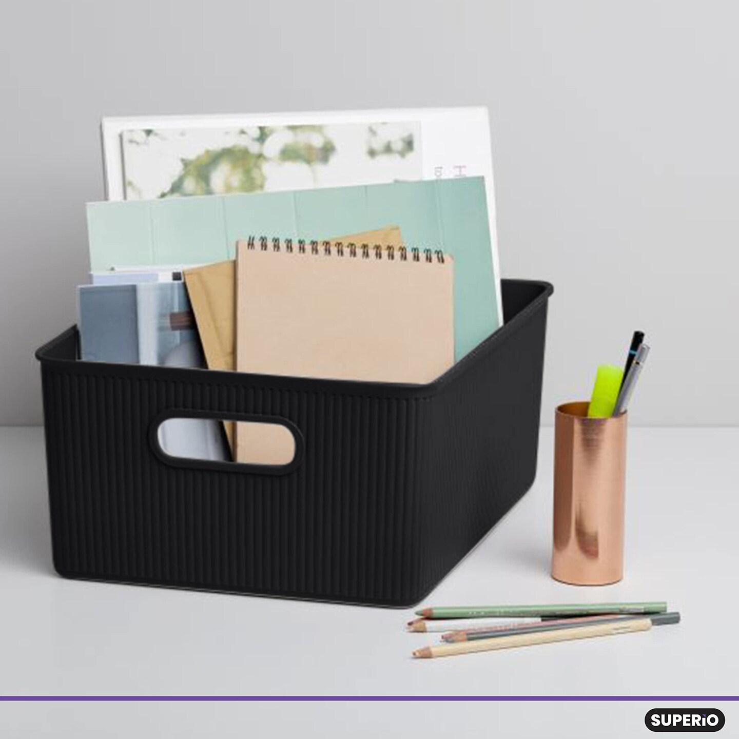 Superio Plastic Storage Container Bins, Organizer Baskets, Boxes for Organizing Closet Shelves Drawer Shelf