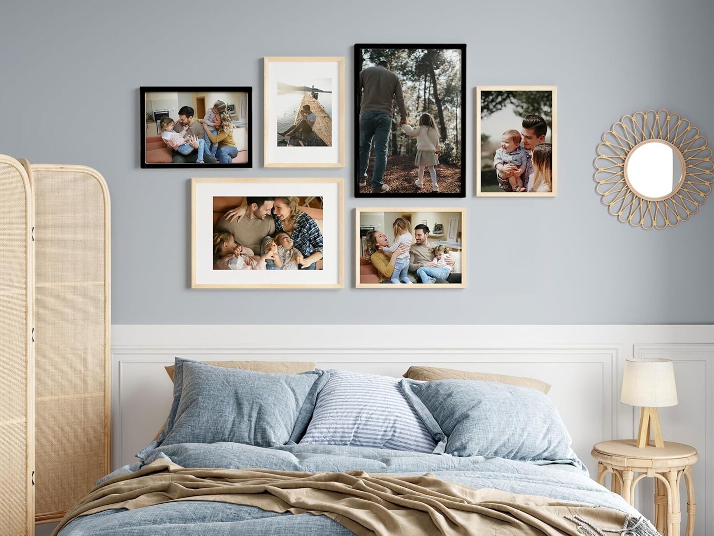 8x12 Picture Frame with Mat for Wall Frames 6x8, Set of 2 Solid Wood Veneer Finish Natural Photo Frame 8 by 12 Poster Frame for Gallery Art Prints Home Decor