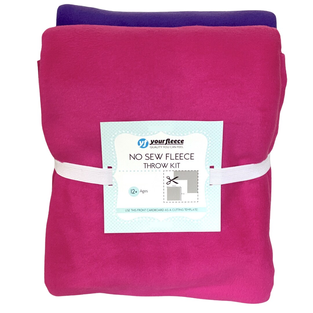 Solid Fleece No-Sew Throw Kit - Deep Pink/Purple (50x60)