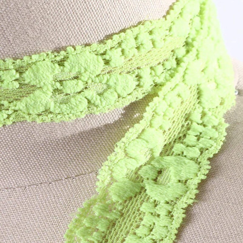 2 Yards Neon Green Stretch Lace 7/8" Floral Elastic Trim for Lingerie, Overlays & Crafts
