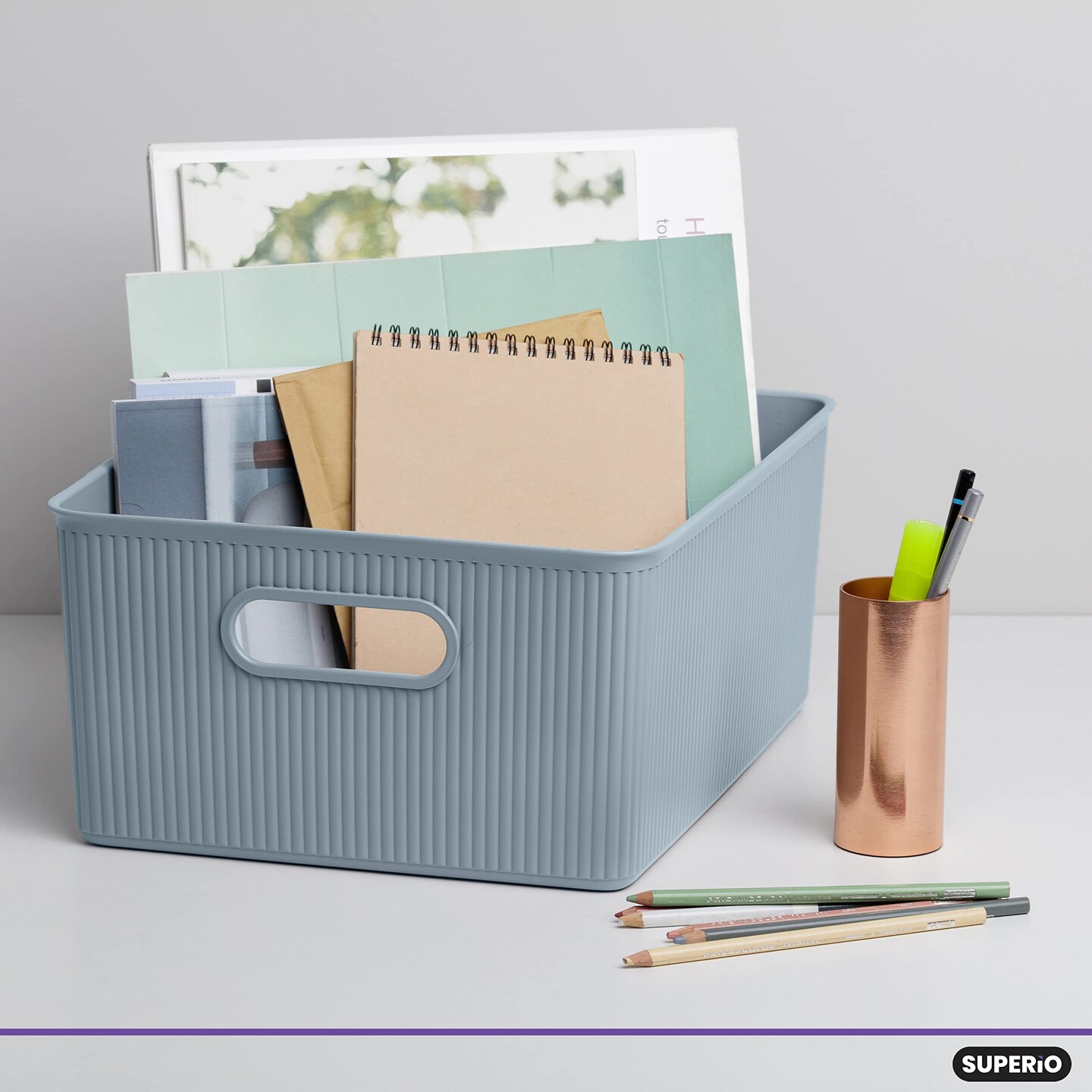 Superio Plastic Storage Container Bins, Organizer Baskets, Boxes for Organizing Closet Shelves Drawer Shelf