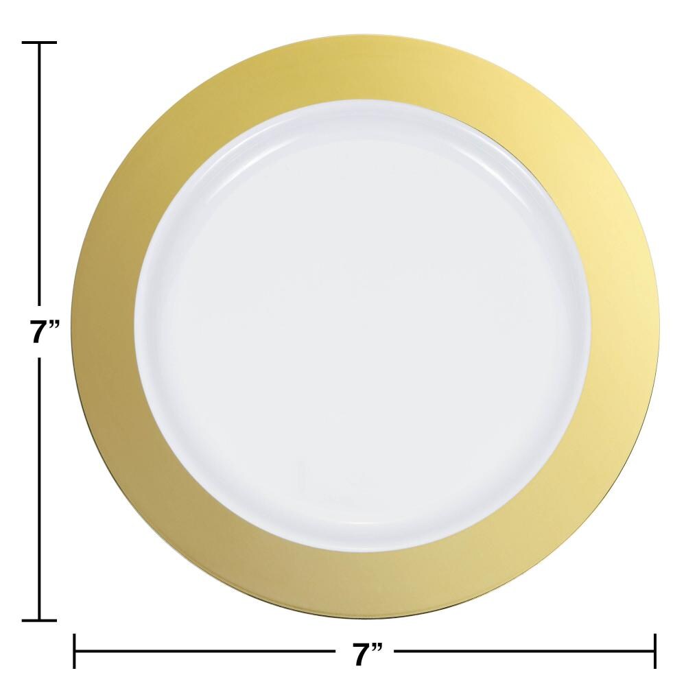 120 pc Bulk Gold Rim Plastic Dessert Plates
