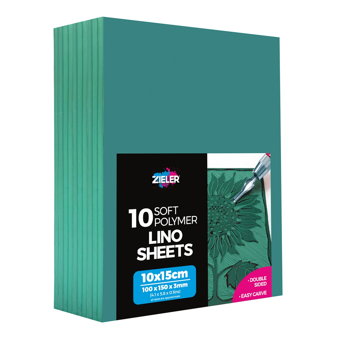 Zieler® 10 x 15cm Soft Cut Lino Printing Bloc Sheets (150mm x 100mm x 3mm), Pack of 10