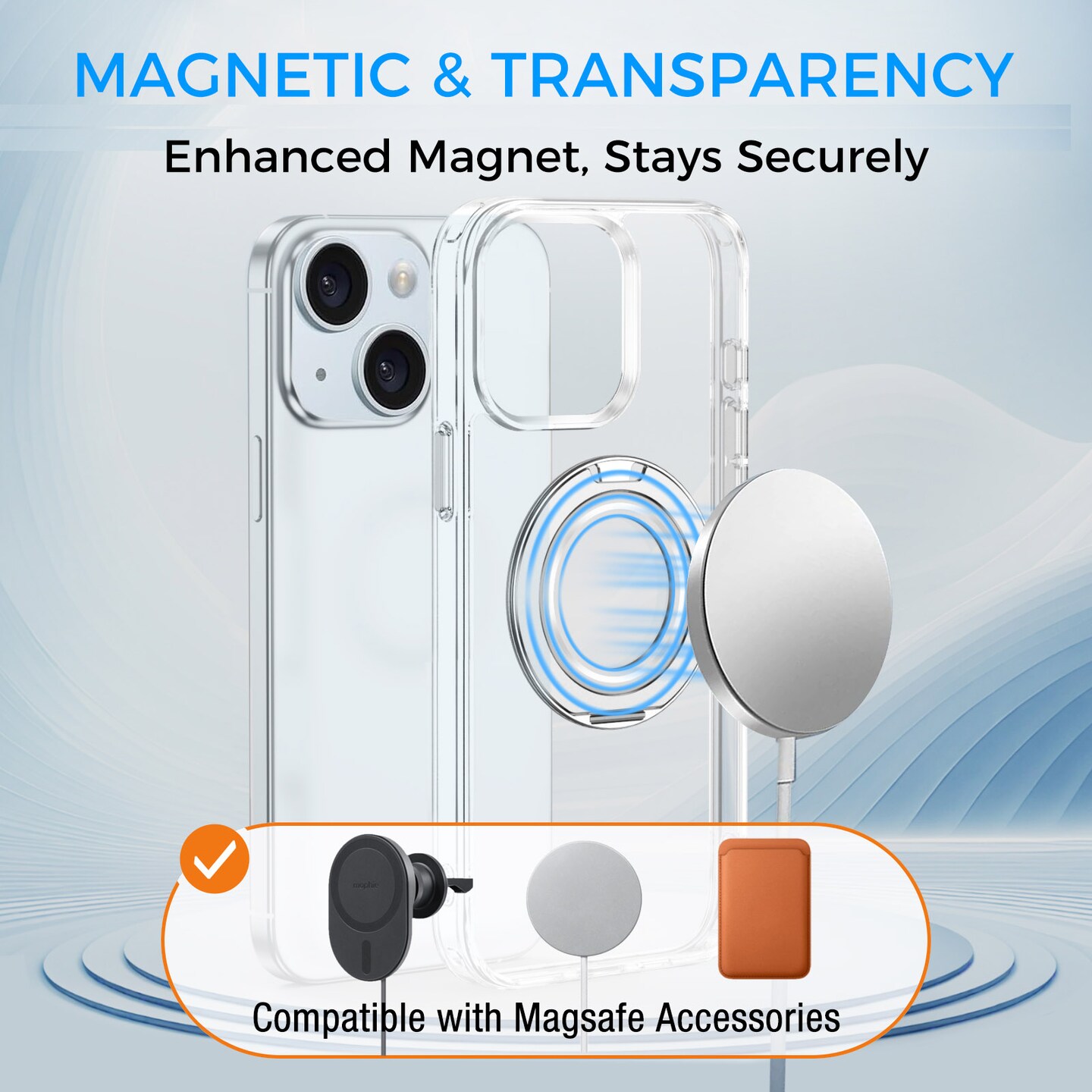 Clear Magnetic Case with Ring Stand for various Apple iPhone 17, 16, 15 Models, Fit for MagSafe, Shock Absorption Bumper, Soft Flexible TPU, Shock Resistant, Fingerprint Resistant, Protection