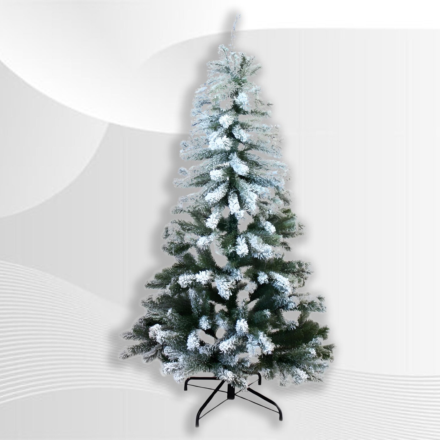 8Ft PVC Artificial Christmas Tree Snow Flocked with Metal Stand