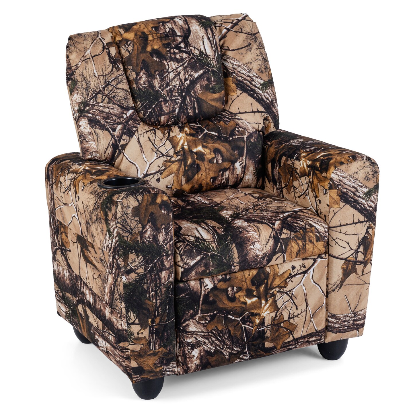 Kids Camouflage Recliner Chair with Cup Holder Adjustable 139° Lounge Armchair Soft Padded Seat