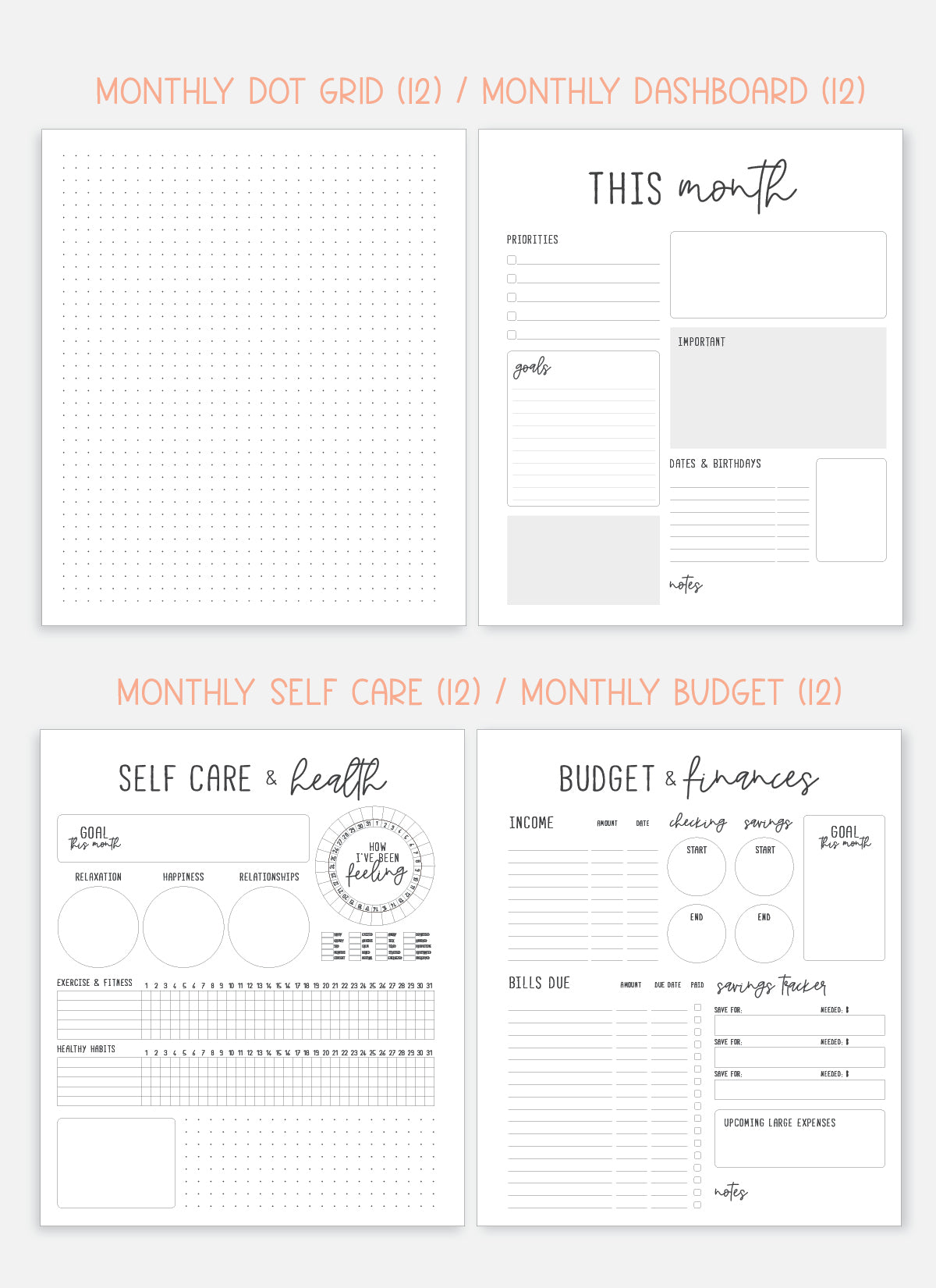 Undated Planner - Vertical Layout, Disc Bound - "Aurora" (#1306)