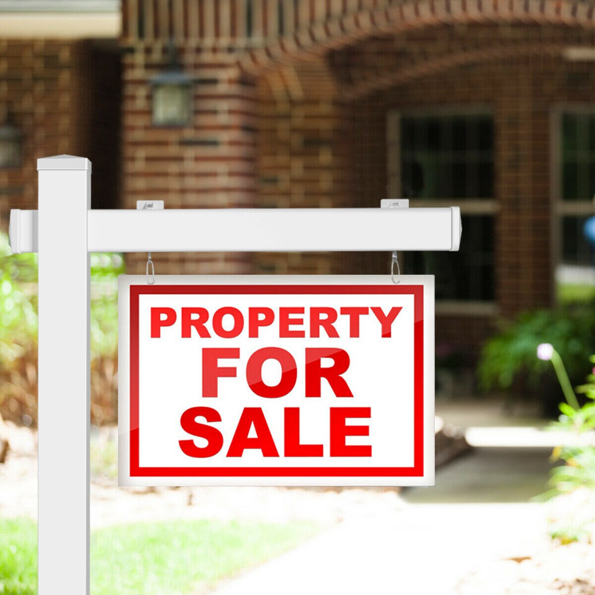 6ft UPVC Real Estate Signpost with 36" Arm Steel Power Stake, No-Dig Installation