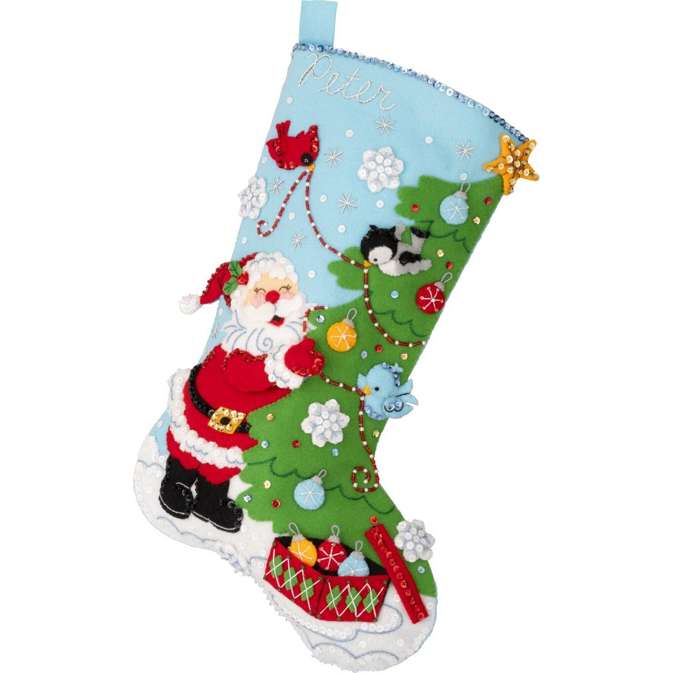 Bucilla Felt Stocking Applique Kit 18" Long-Trimming With Tweets