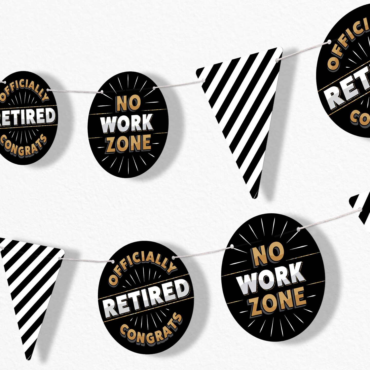 Big Dot of Happiness Happy Retirement Garland Banner No Work Zone Officially Retired Party Backdrop 30 Feet of Cord 15 Double Sided Paper Shapes
