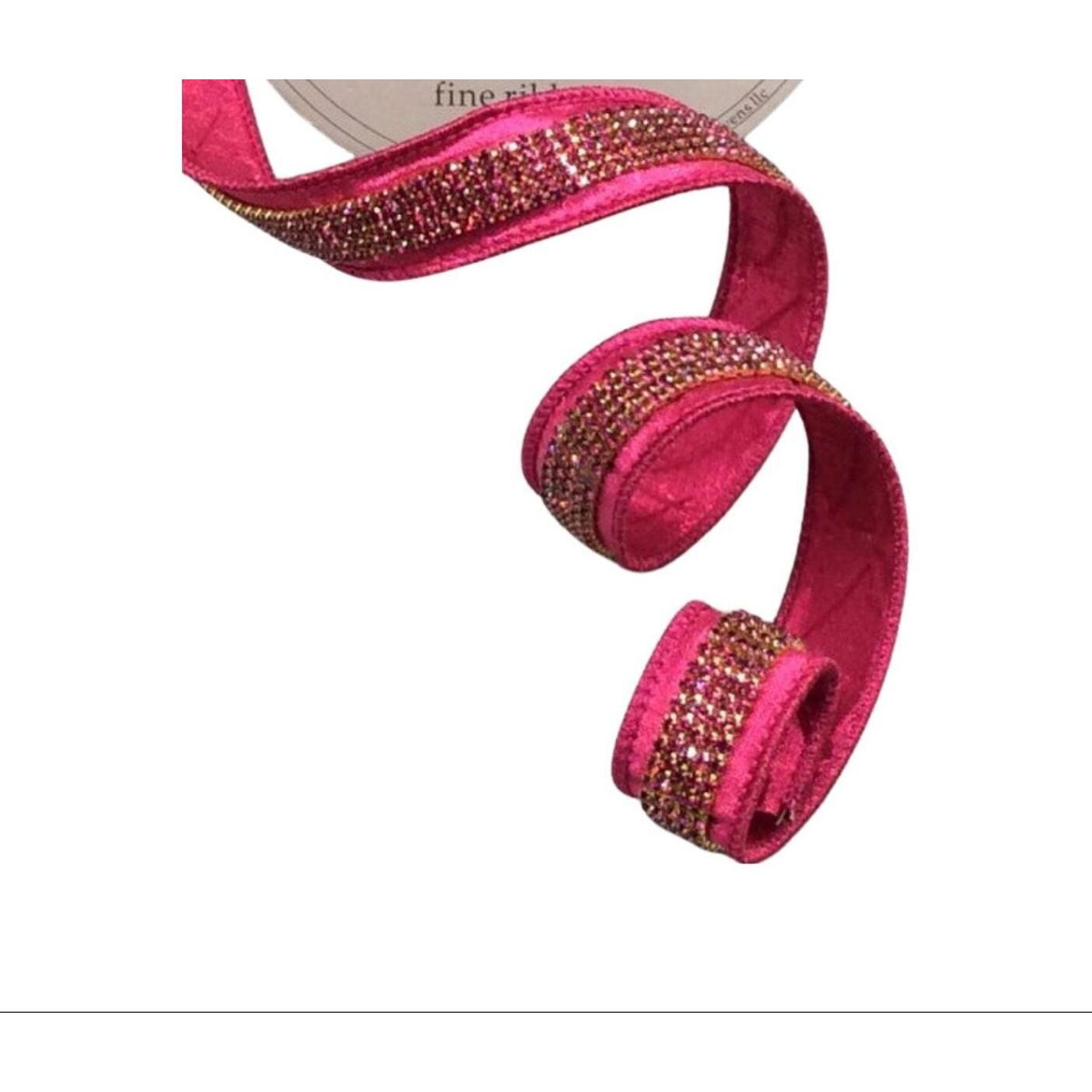 1&#x22; Metallic Dupion Duchess Jewel Ribbon: Hot Pink (5 Yards)