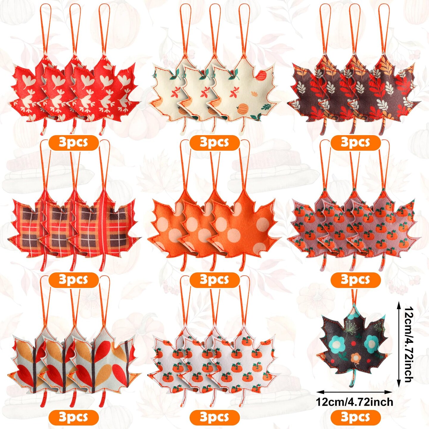 27 Pcs Thanksgiving Tree Decoration Fall Autumn Leaves Tree Ornaments Thanksgiving Decor 3D Felt Leaves Pumpkin Autumn Hanging Ornaments for Home Decor Party Favors(Cute Style)