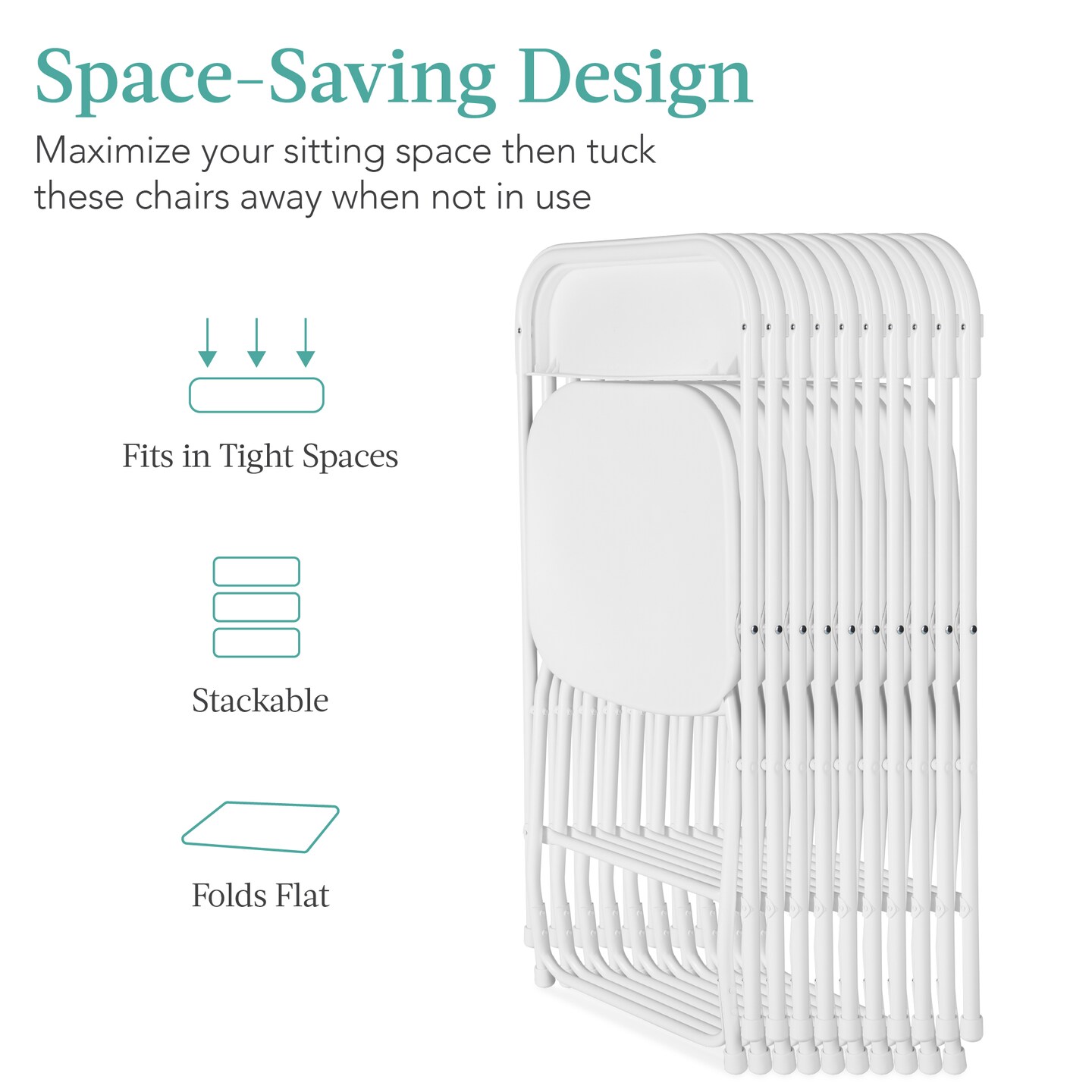 Best Choice Products Set of 10 Folding Stacking Plastic Chairs w/ Non-Slip Feet, 350lb Capacity