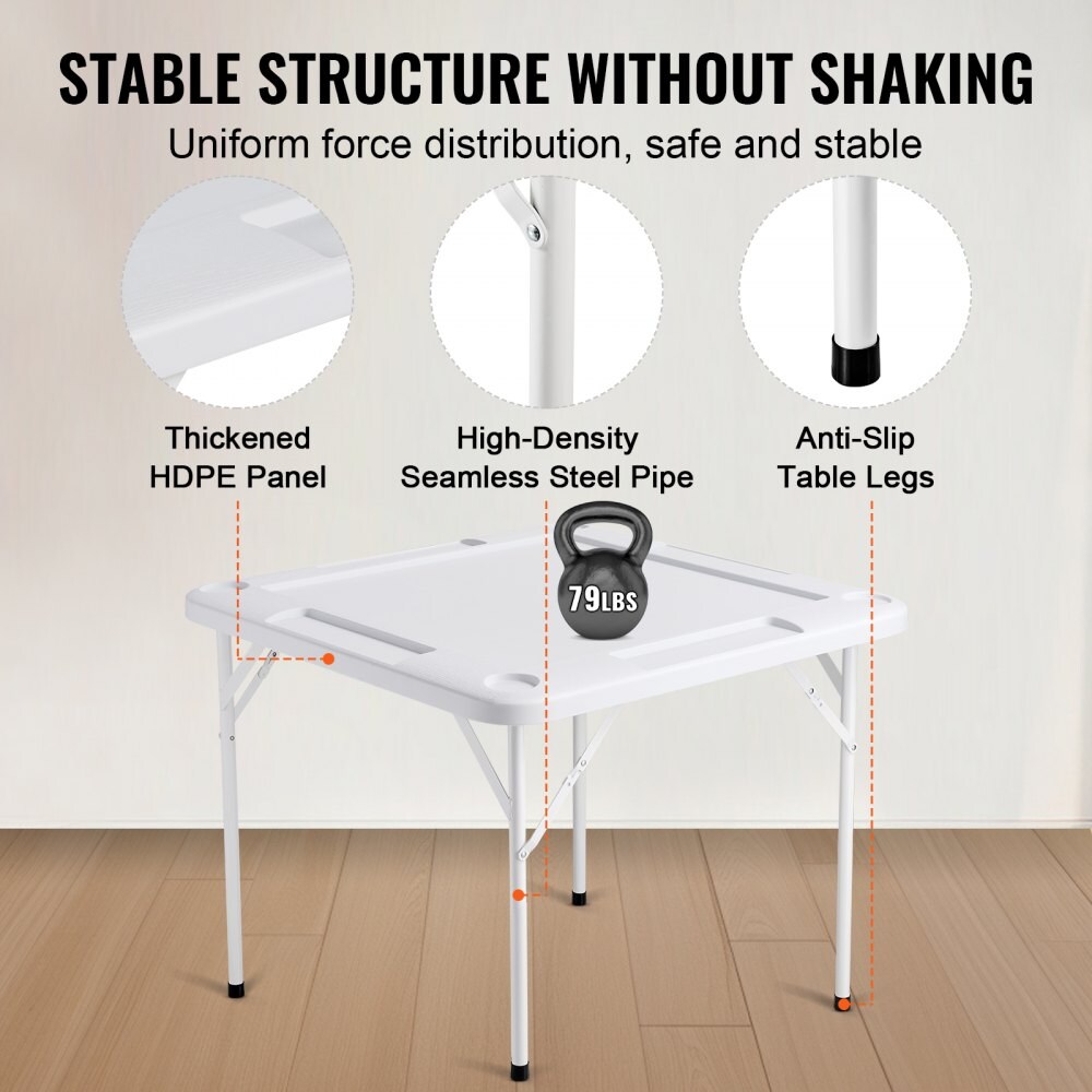 Mahjong Table, 4 Player Folding Domino Table with Green Tabletop