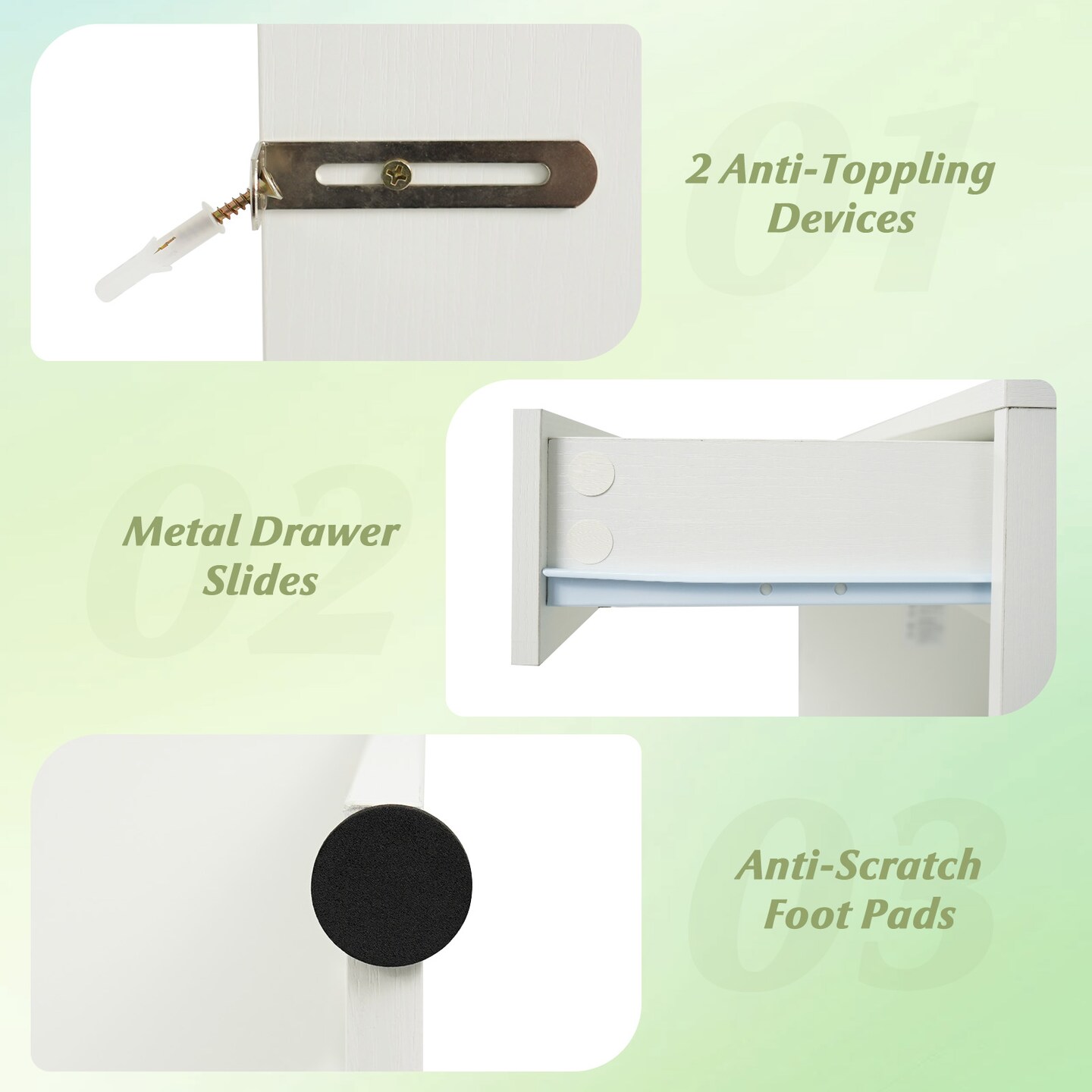 White Dressing Table with Adjustable Brightness LED Lights and Storage Drawer Included Stool