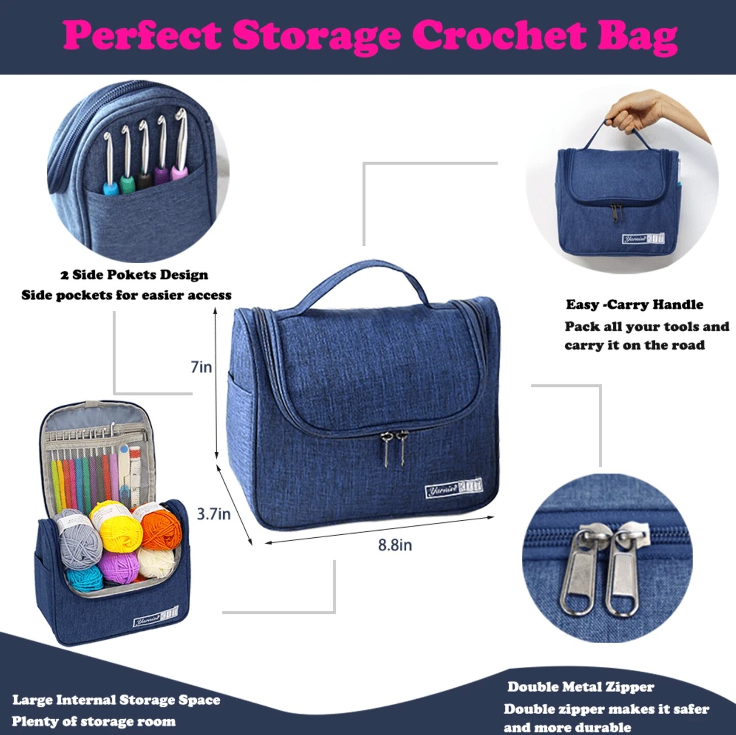 All‑In‑One Beginner Crochet Kit – 840 Yards Yarn & 10 Ergonomic Crochet Hooks (2.0 mm–6.5 mm) with Accessories