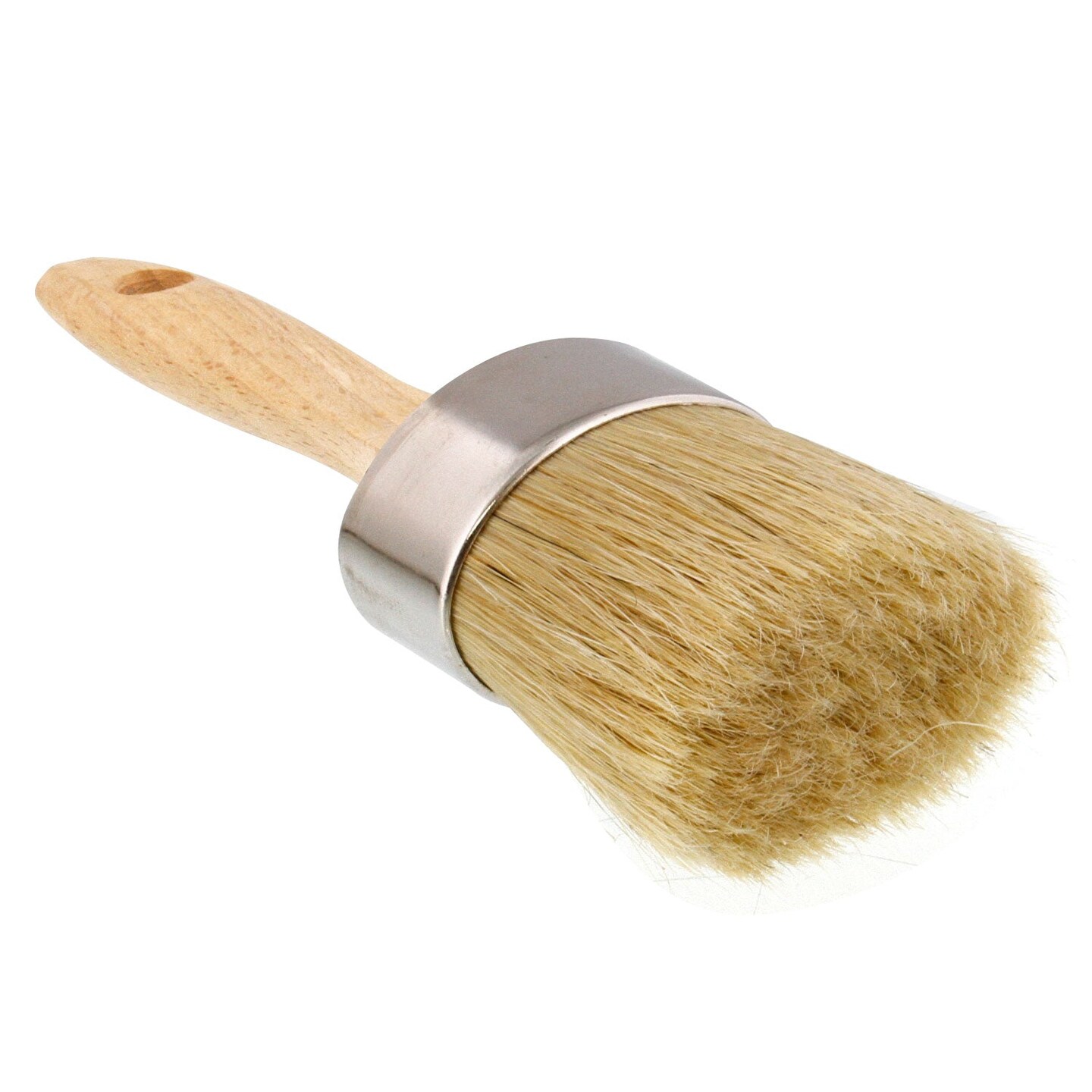 Multi Use 2-1/8&#x22; Oval Chalk and Wax Brush for Chairs, Dressers, Cabinets and Other Wood Furniture - 100% Natural Bristles, Lightweight, Rust Resistant