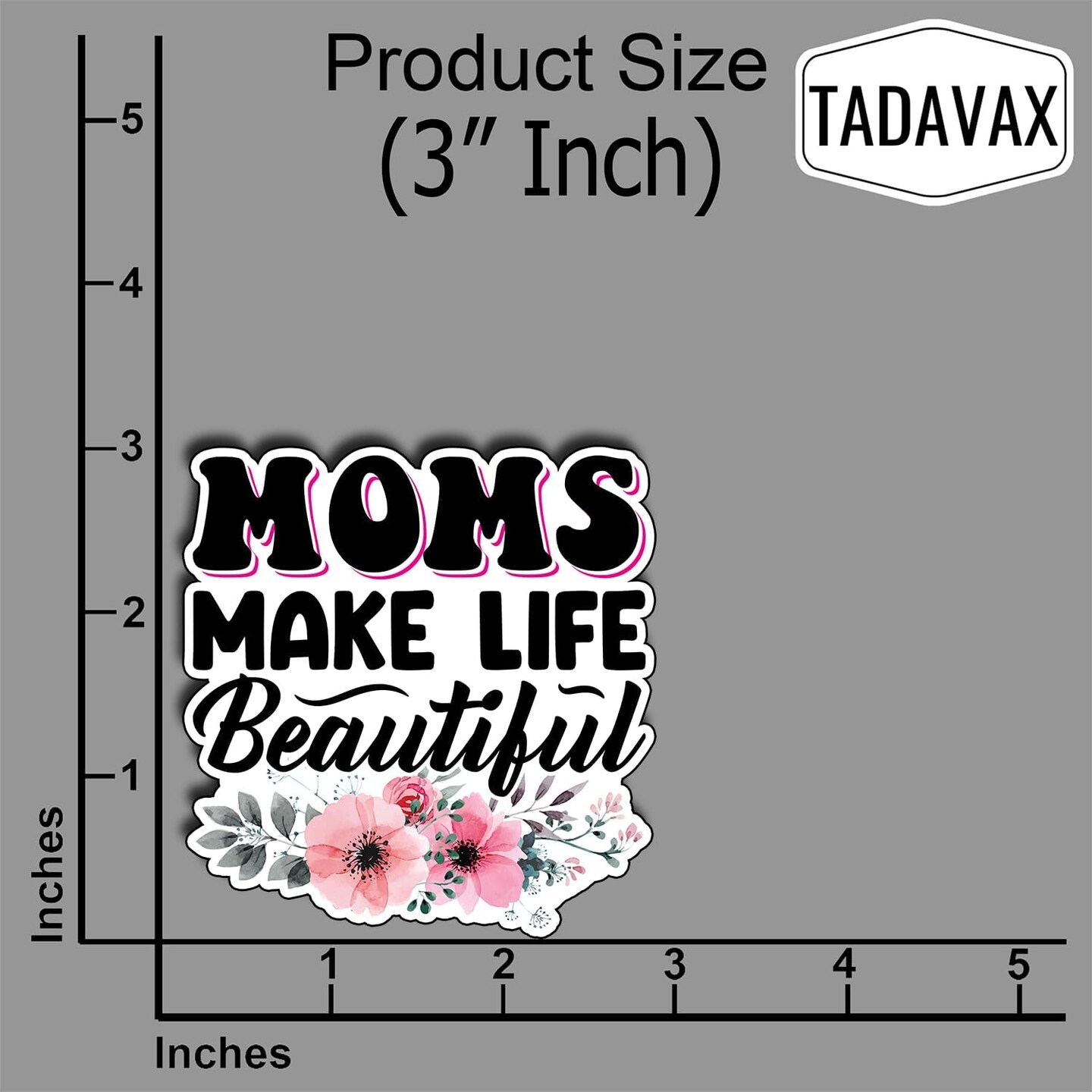 (3Pcs) Moms Make Life Beautiful Floral Sticker, Pretty Mom Mama Decal, Celebrate Your Mom Gigi Love, Gifts for Grandma Mum Decoration Books Laptops Phones Waterproof Vinyl Water Bottle Gifts 3&#x22;x2.8&#x22;