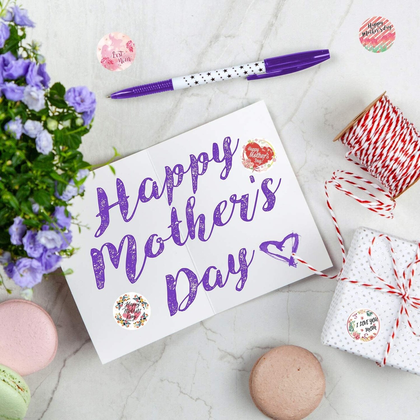 Mother&#x27;s Day Stickers,1.5 inch 500 Pcs Happy Mother&#x27;s Day Gift Labels Stickers,for Envelope Seal Cards Boxes Gift Wrap Mothers Day Party Favors Decorations