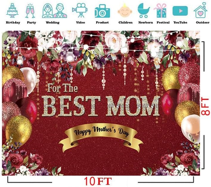 10X8FT Happy Mother&#x27;s Day Backdrop Floral