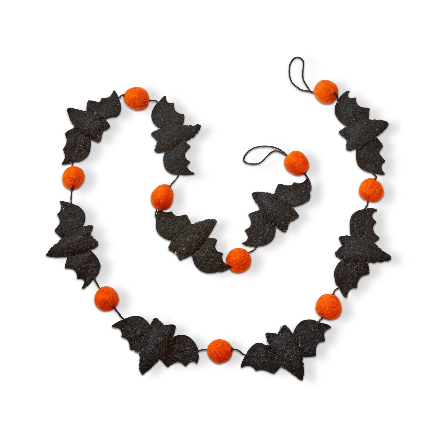 70-inch Halloween Black Bat Orange Pumpkin Jack-O-Lantern Wool Felt Garland Doorway Tabletop Wall Mantel Home Decoration