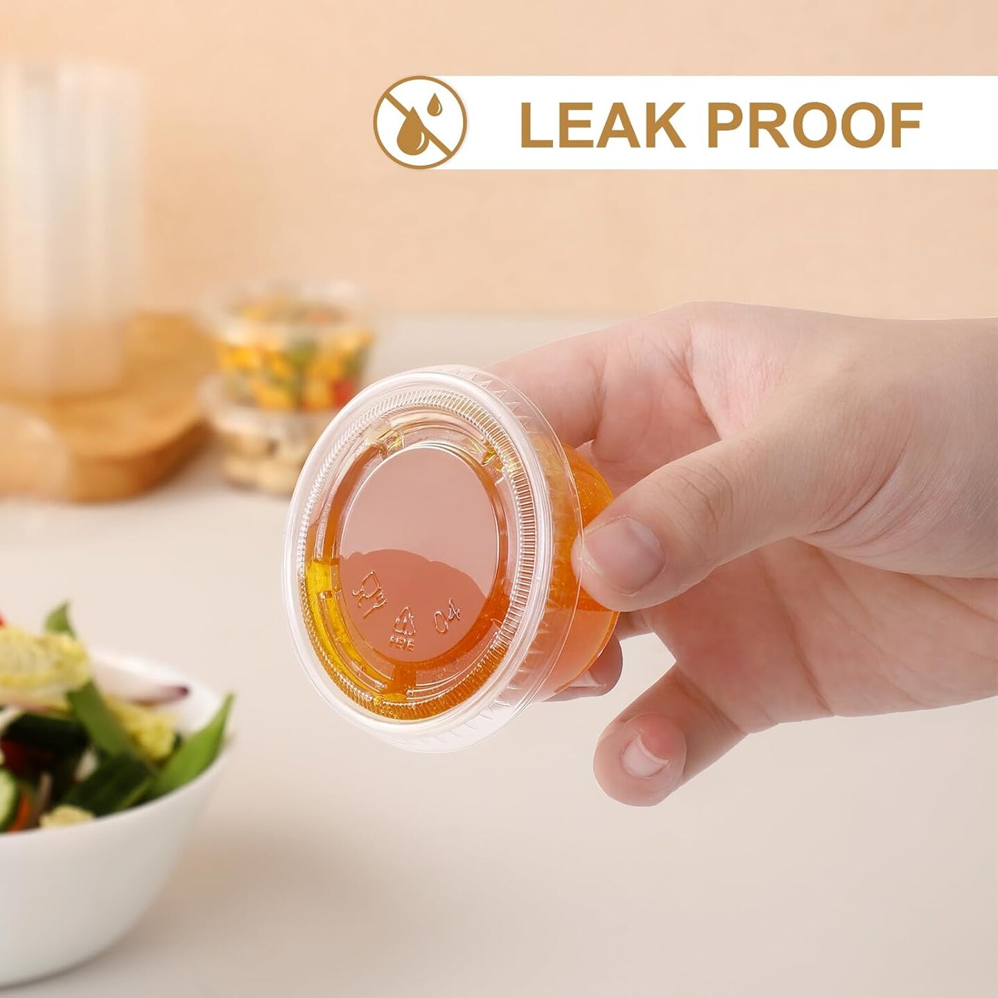 120 Sets - 2 oz Shot Cups with Lids, Airtight Portion Cups, Stackable Small Plastic Containers with Lids