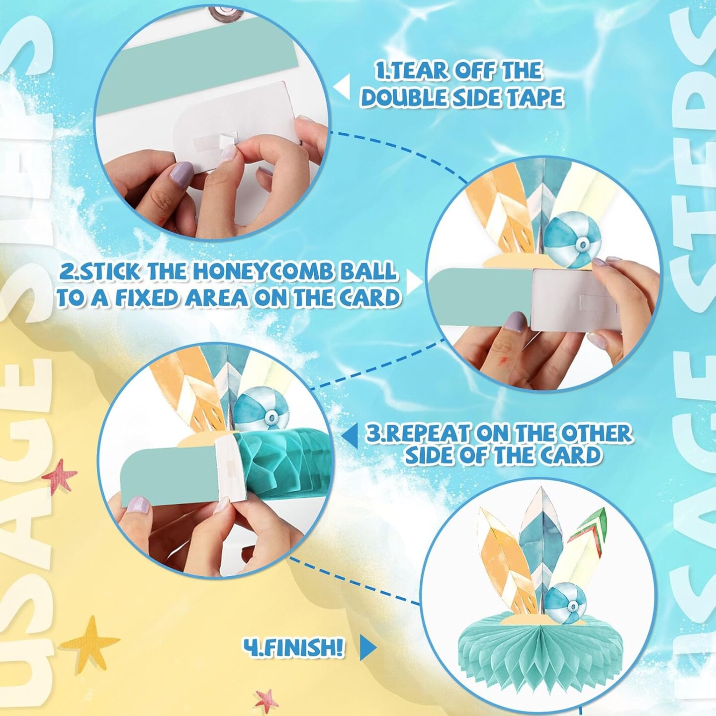 10Pcs The Big One Honeycomb Centerpieces for Summer Beach 1st Birthday Party Decoration Surfing Beach 1 Year Old Birthday Table Centerpieces Supplies for Baby Kid Birthday Table Topper Decor