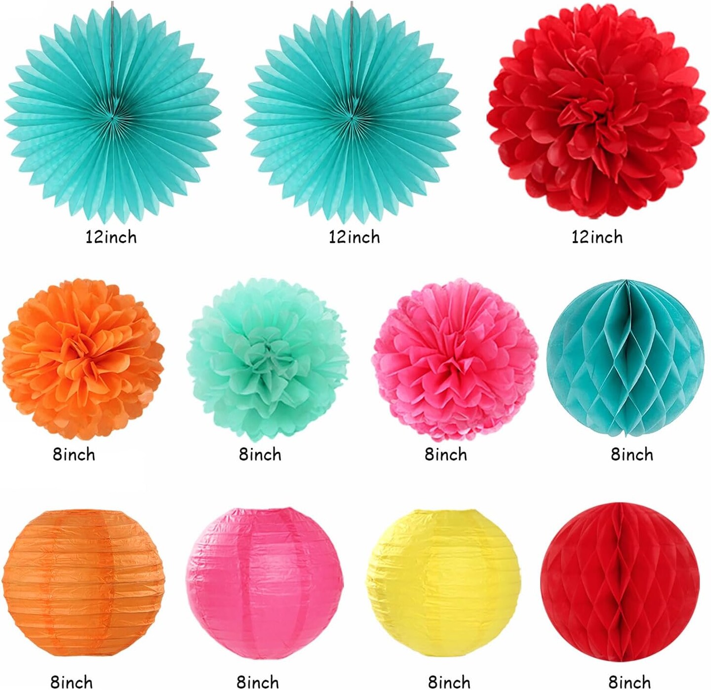 Summer Luau Hawaiian-Beach Party-Decorations Supplies - 21pcs Hello Banner,Pool Paper Lanterns Honeycomb,Hanging Streamers Garland,Tissue Pom Poms Flowers Fans,Tropical Outdoor Theme Decor