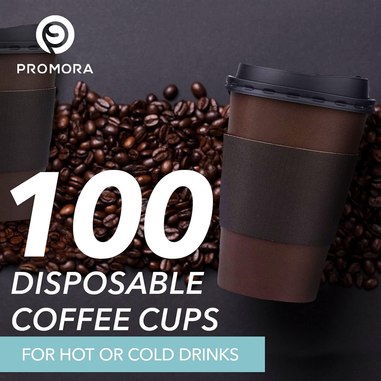 Disposable Brown Coffee Cups with Lids & Sleeves, Premium Paper Cups (100 Pack)