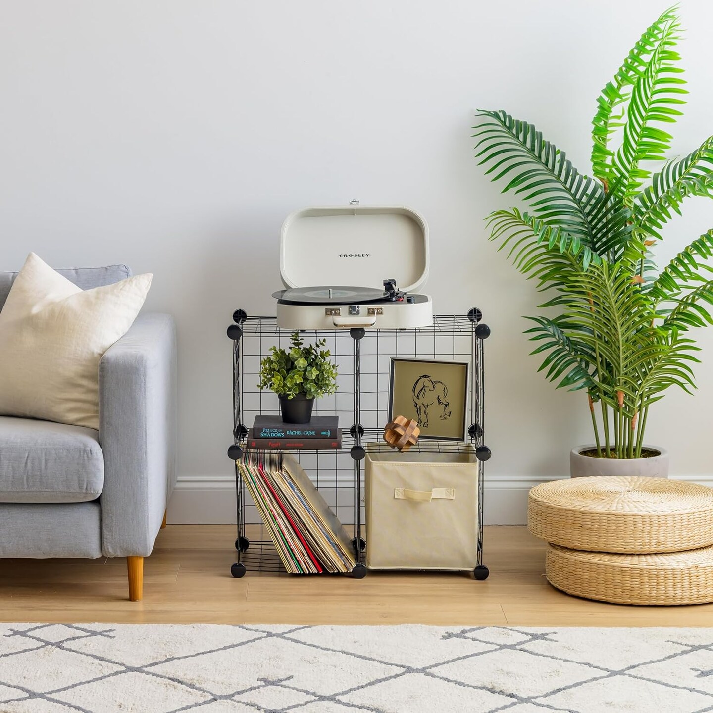 IRIS USA 6-Cube Modular Wire Cube Storage Organizer, Adjustable & Expandable Metal Shelving, Stackable Wire Grid, 60 lb Capacity, Black