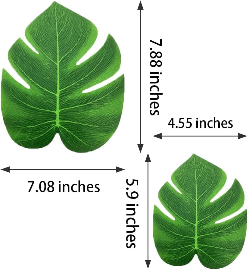 Artificial Palm Leaves, Palm Leaves Banner, Monstera Fake Leaves for Hawaiian Luau Party Wedding Decoration 9.1 ft