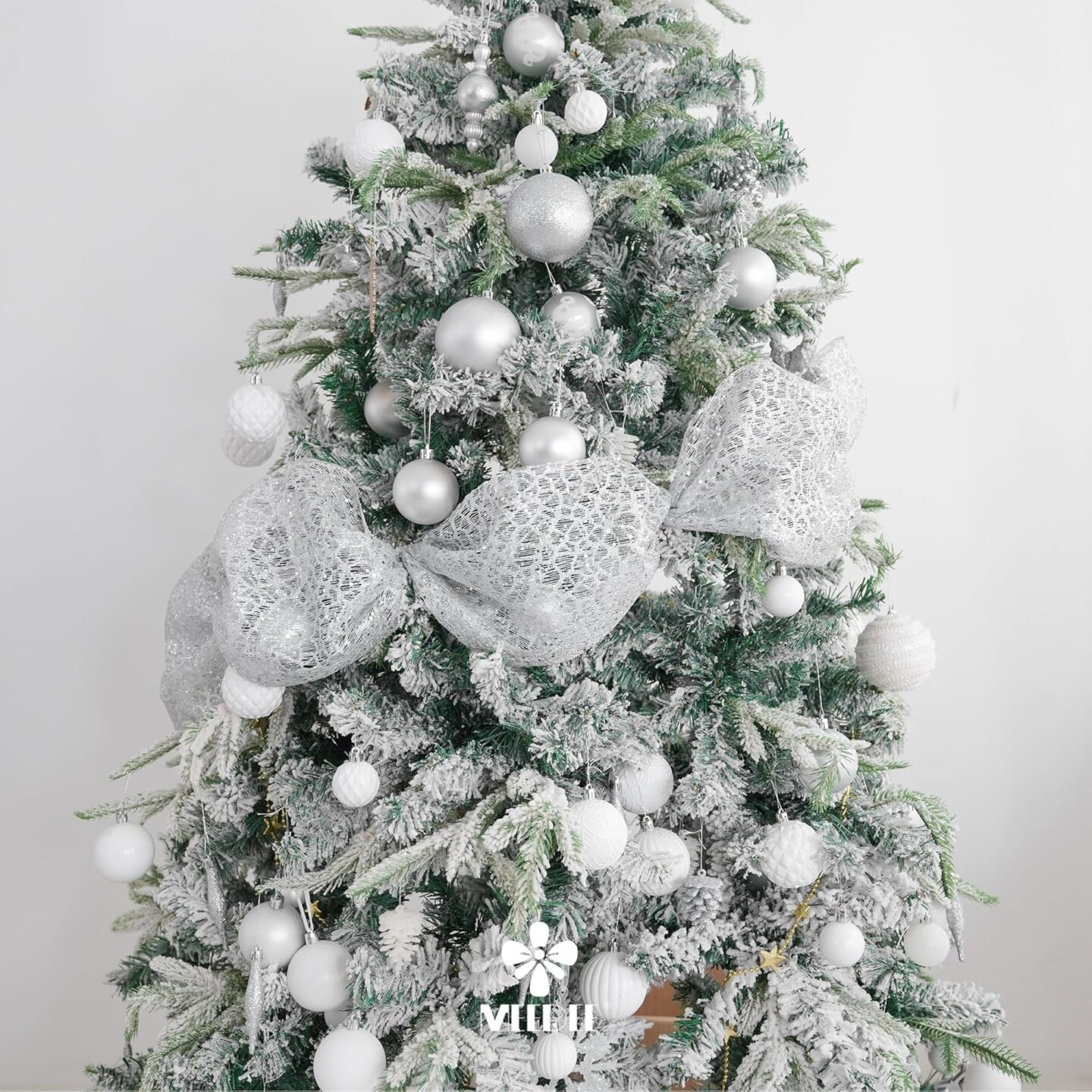 Silver Glitter Mesh Web Ribbon - 10 Inch Wide x 10 Yards Roll - Decorative Mesh