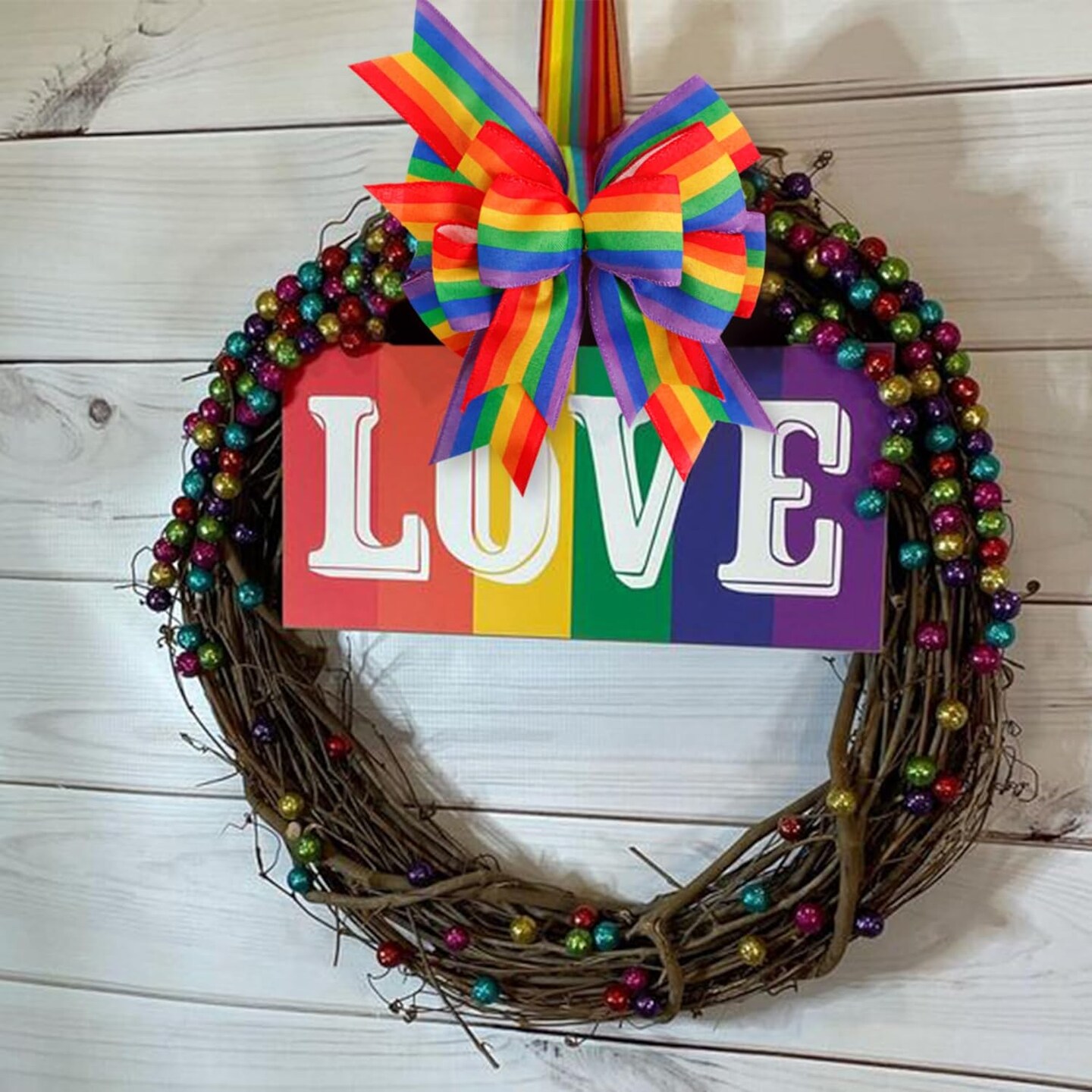 RIBBON Pride Wreath Bow Rainbow Stripe Decorations Lesbian Gay Burlap Ornaments